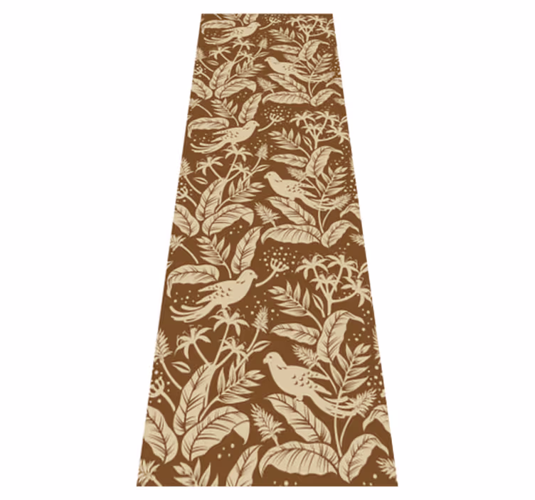 Scandinavian vinyl rug with golden and brown birds - TenStickers