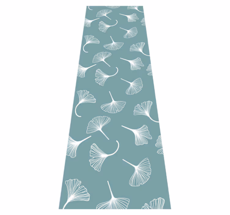 Scandinavian vinyl rug with light blue ginkgo leaves - TenStickers