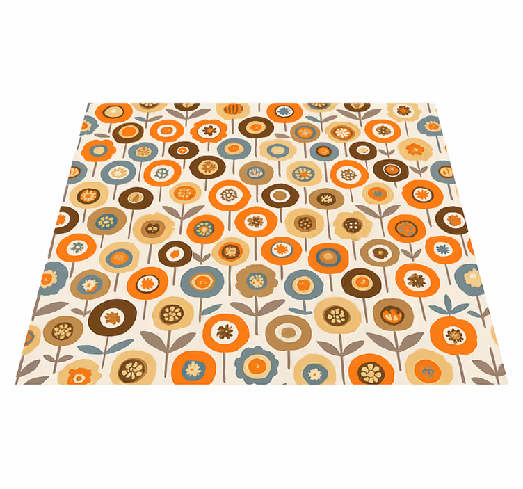 Scandinavian vinyl rug with vibrant vintage flowers - TenStickers