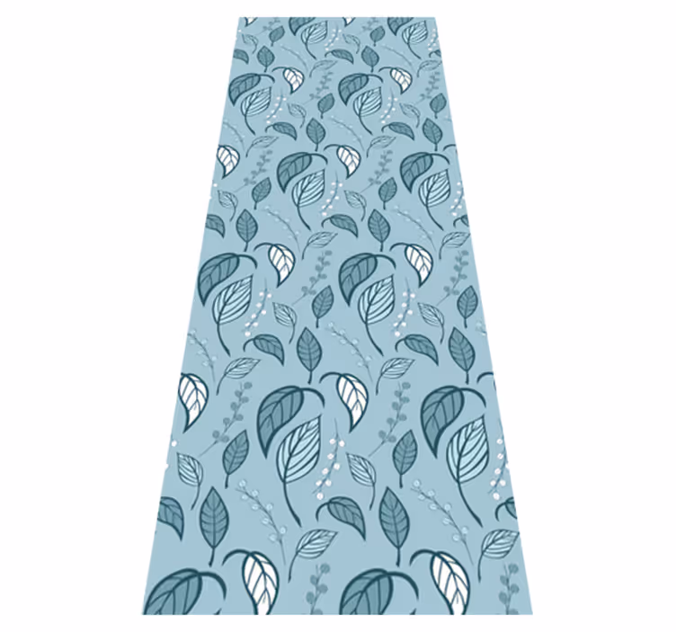 Scandinavian vinyl rug with blue leaf design - TenStickers