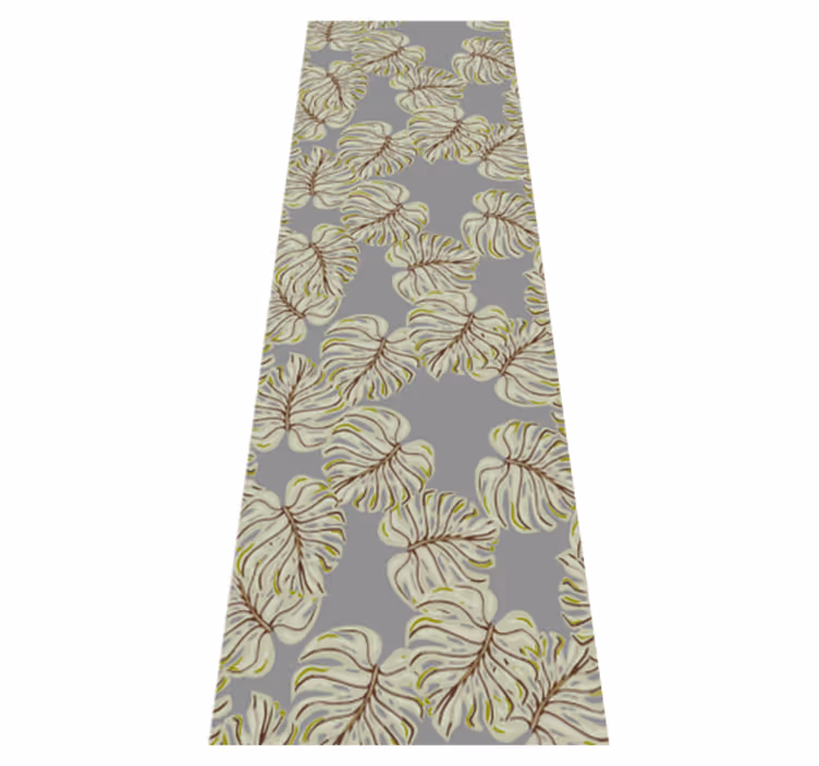 Scandinavian vinyl rug with gray minimalistic leaves - TenStickers