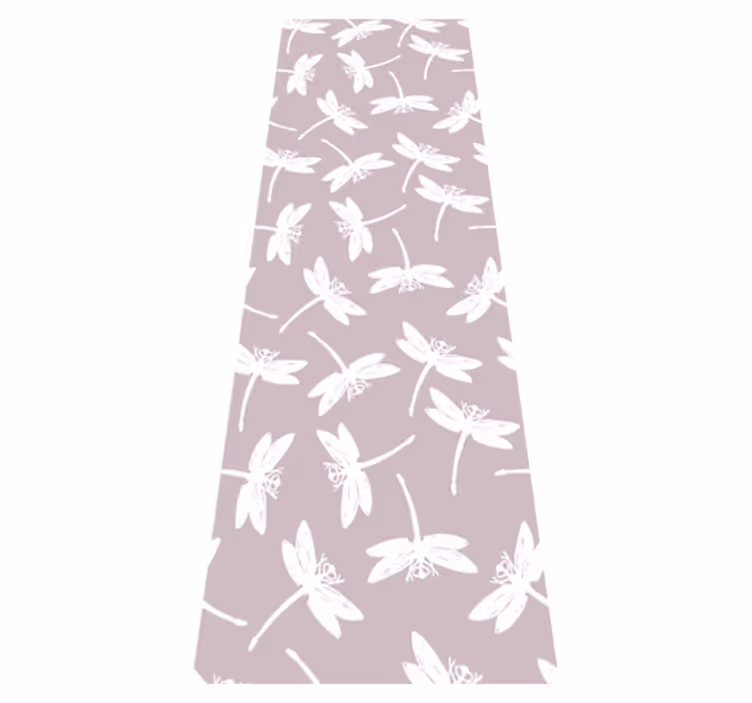 Scandinavian vinyl rug pink japandi dragonfly art - TenStickers