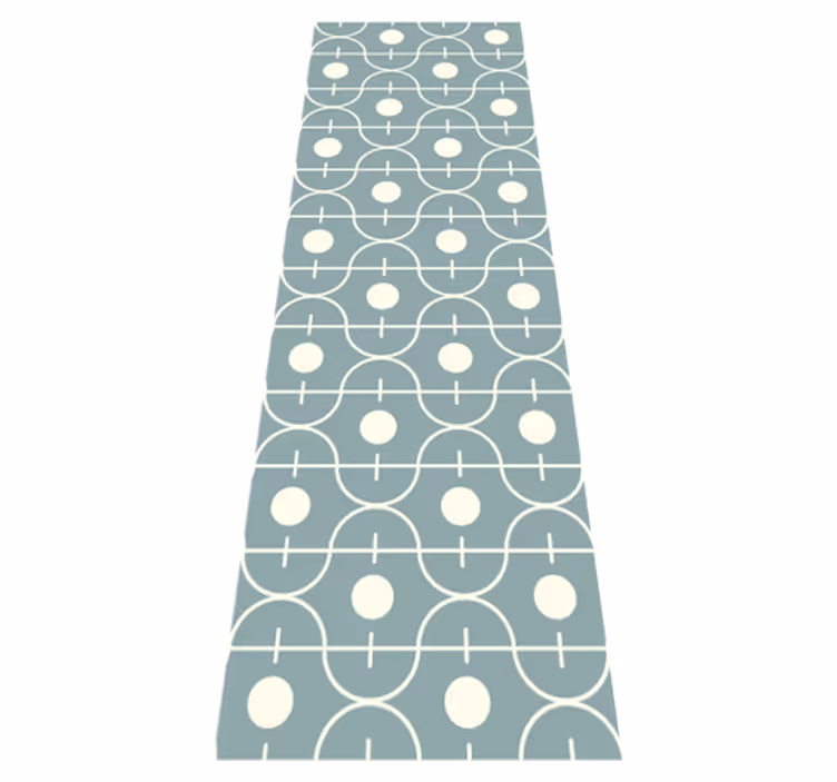 Scandinavian vinyl rug in blue japandi geometric pattern - TenStickers