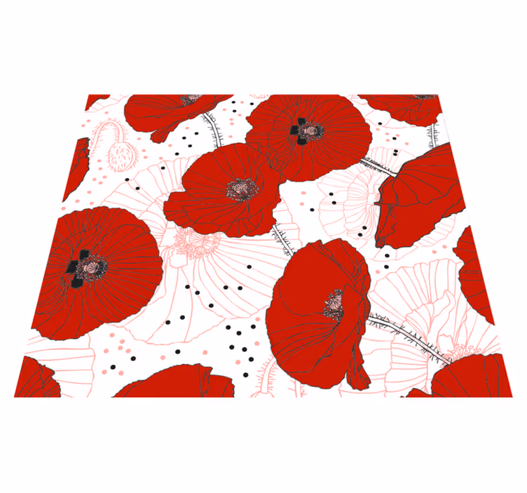 Nature vinyl rug with floral red design - TenStickers