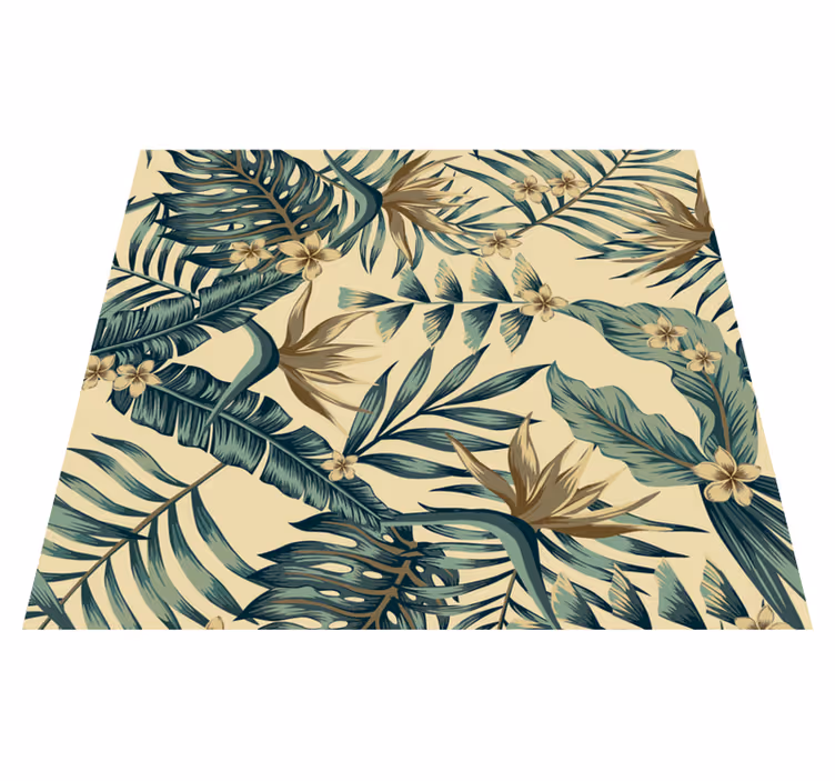 Tropical leaves nature vinyl rug - TenStickers