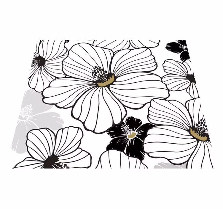 Nature vinyl rug with white hibiscus flower design - TenStickers