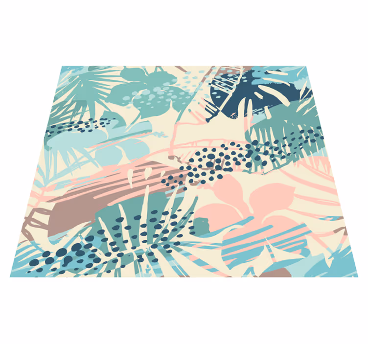 Nature vinyl rug with tropical plant and dot design - TenStickers