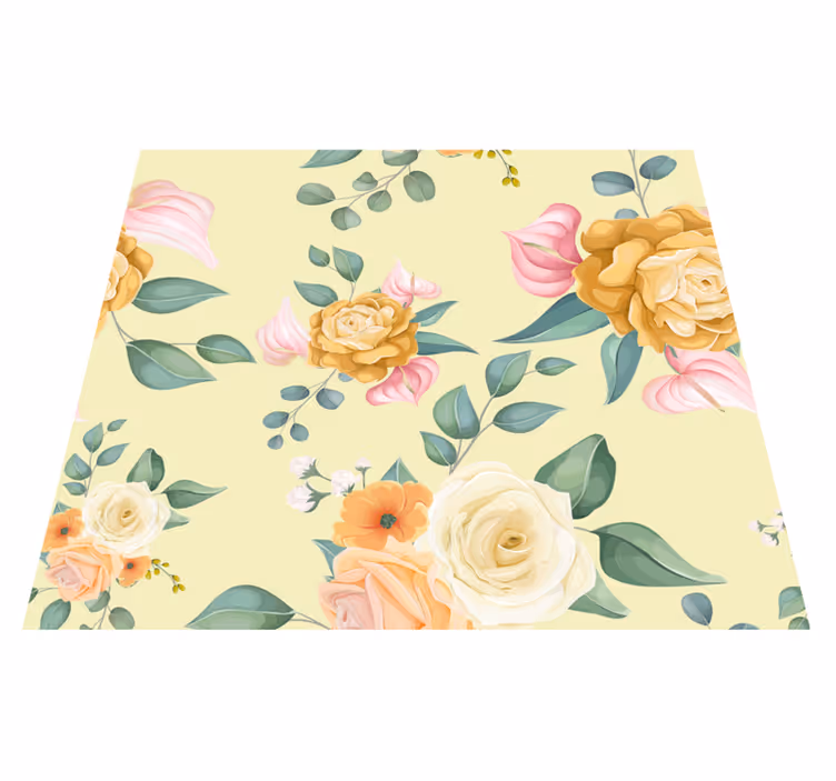 Nature vinyl rug with vintage yellow roses - TenStickers
