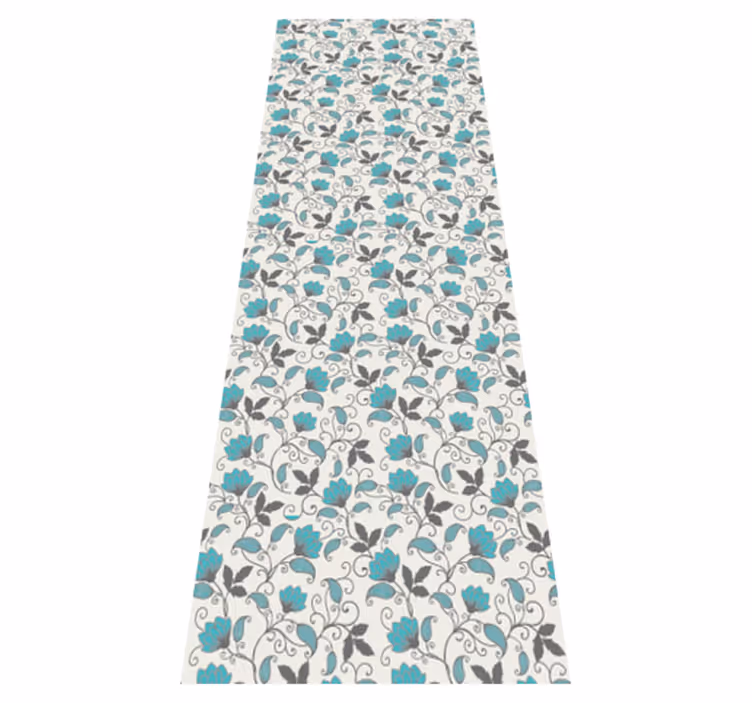 Nature vinyl rug teal lotus flower design - TenStickers