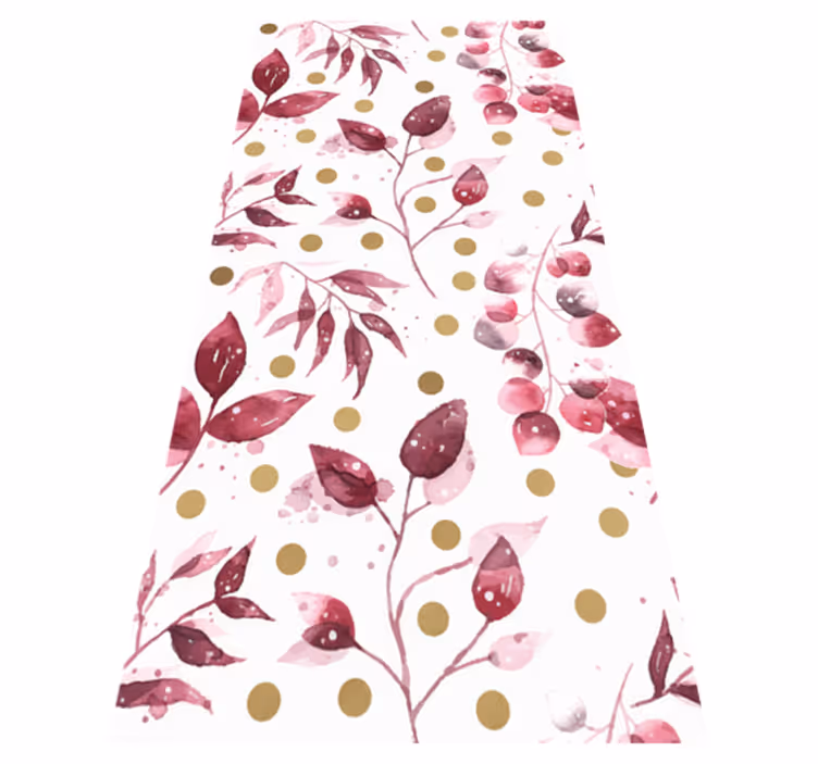 Burgundy leaves with golden dots nature vinyl rug - TenStickers