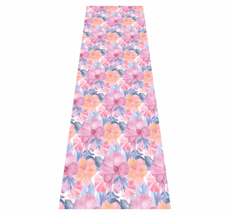 Nature vinyl rug watercolor mallow - TenStickers