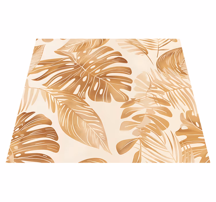 Nature vinyl rug with beige large leaf design - TenStickers