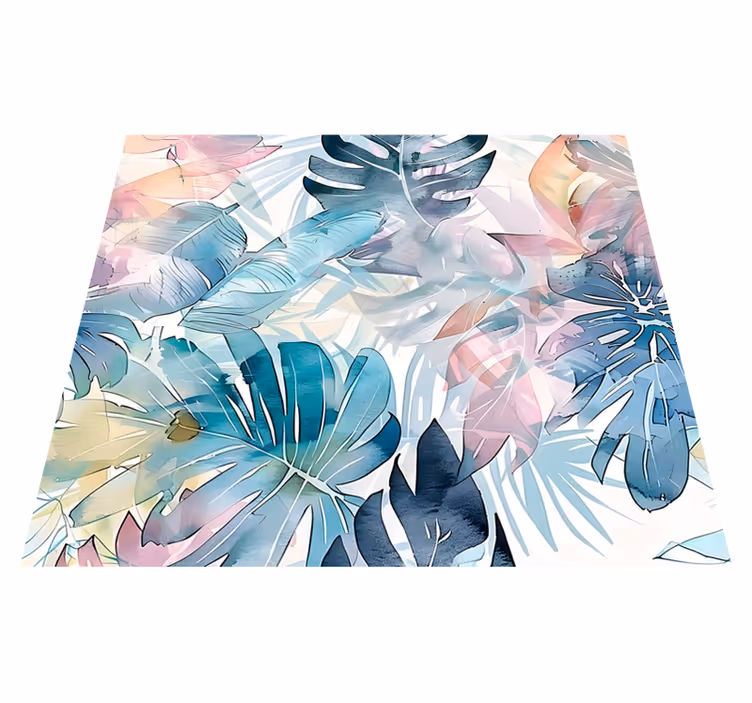 Nature vinyl rug large leaf design - TenStickers