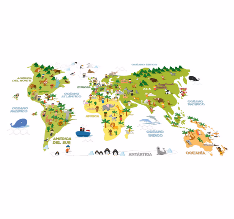 World map vinyl rug kids' country map - TenStickers