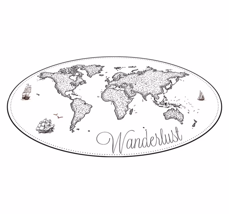 World map vinyl rug wanderlust world map rug - TenStickers