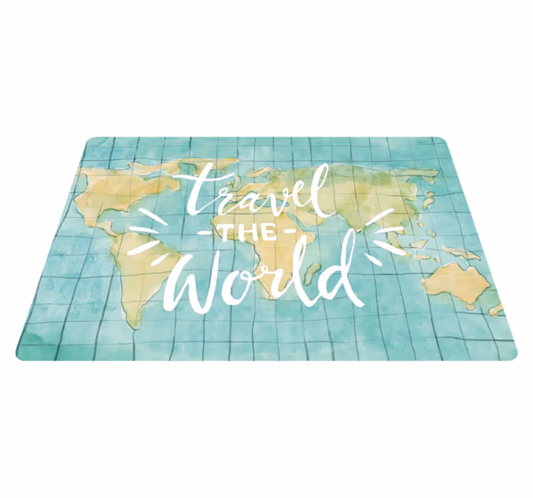 World map vinyl rug explore the globe design - TenStickers
