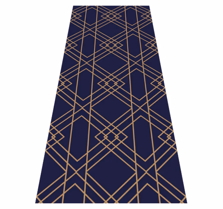 Vintage vinyl rug with golden interlaced squares pattern - TenStickers