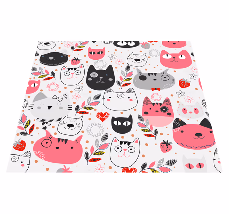 Illustrated cats animal vinyl rug - TenStickers