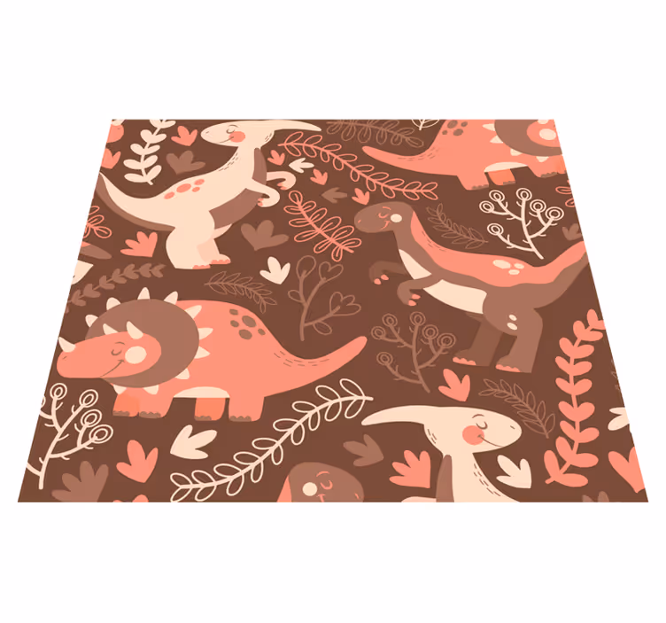 Animal vinyl rug with dinosaur and leaves design - TenStickers