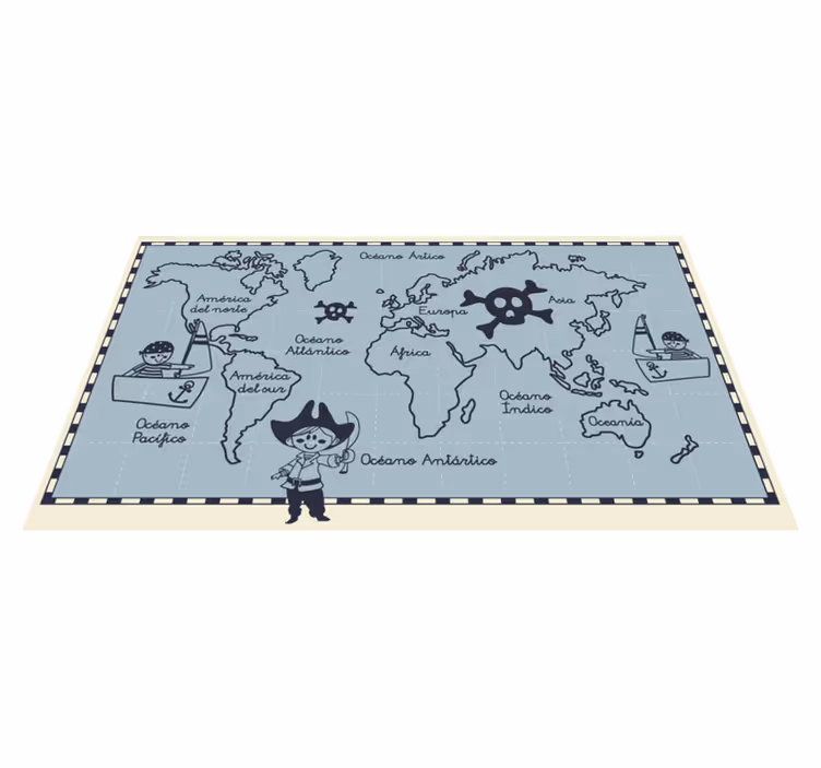 World map vinyl rug pirate adventure - TenStickers