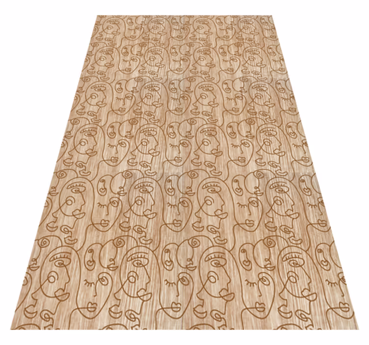 Textured vinyl rug with abstract beige women design - TenStickers