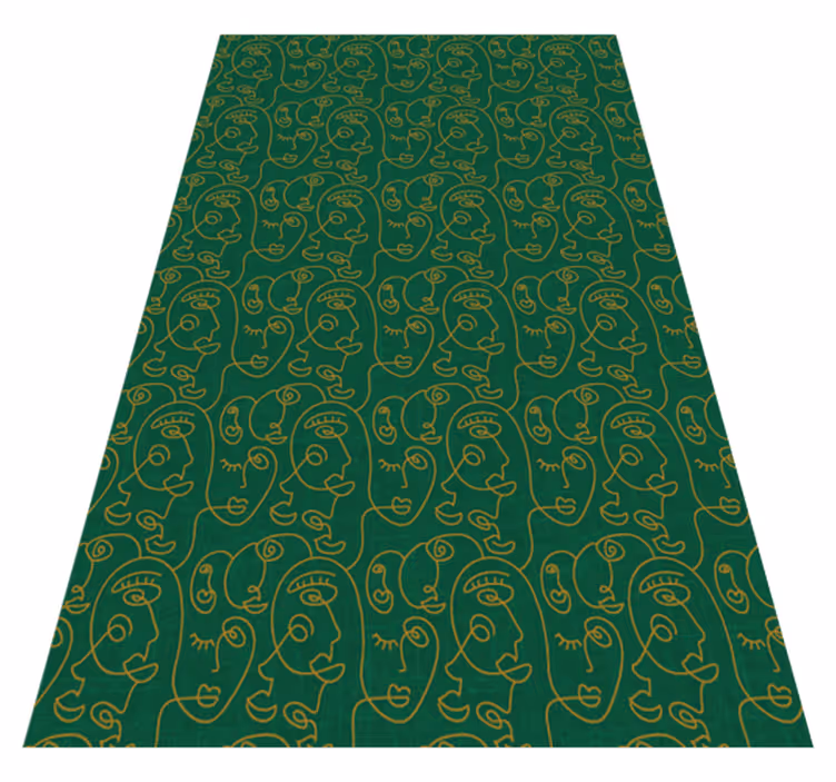 Textured vinyl rug featuring abstract green women - TenStickers