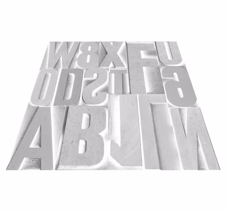 Custom rug 3d grey letters design - TenStickers