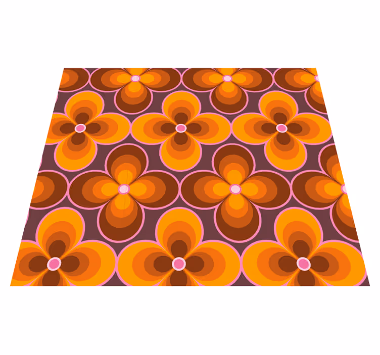 Vintage vinyl rug with flower retro groovy design - TenStickers