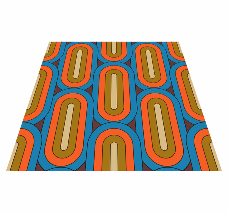 Vintage vinyl rug in retro round blue - TenStickers