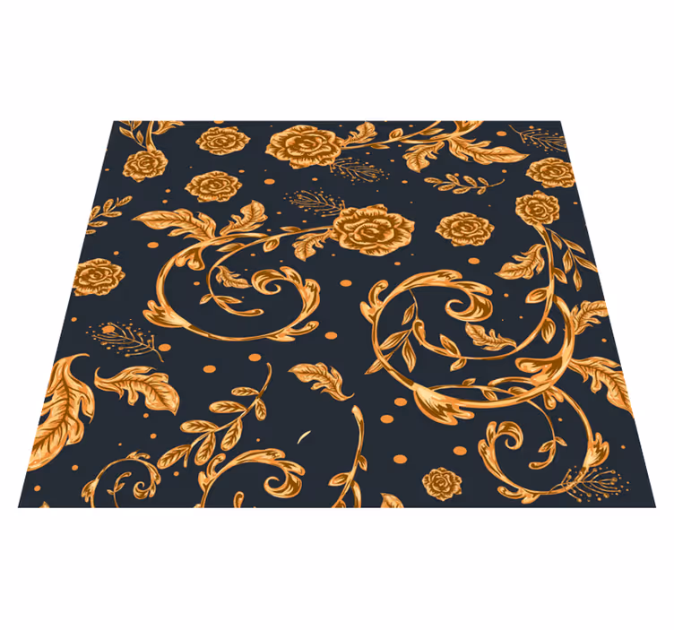 Vintage vinyl rug in golden leaf design - TenStickers