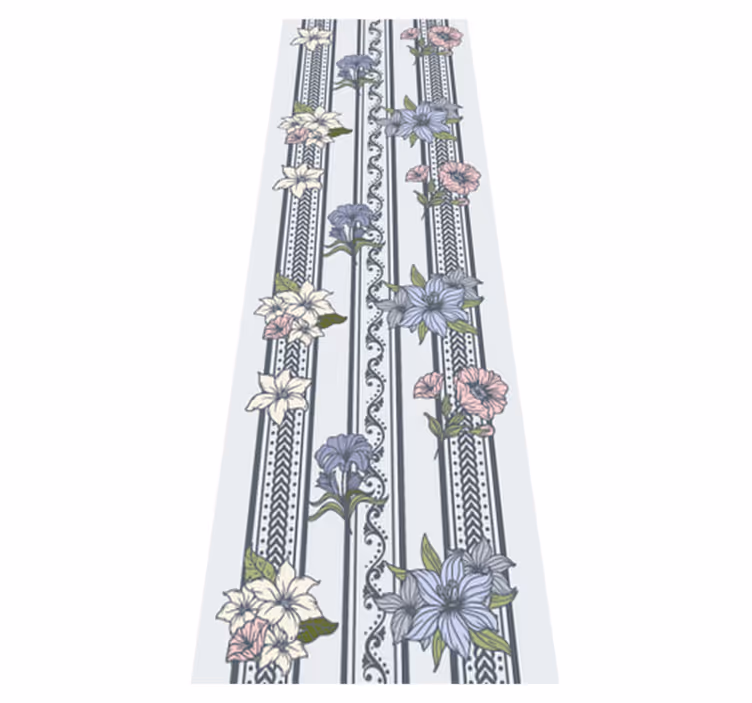 Vintage vinyl rug floral vintage stripe design - TenStickers