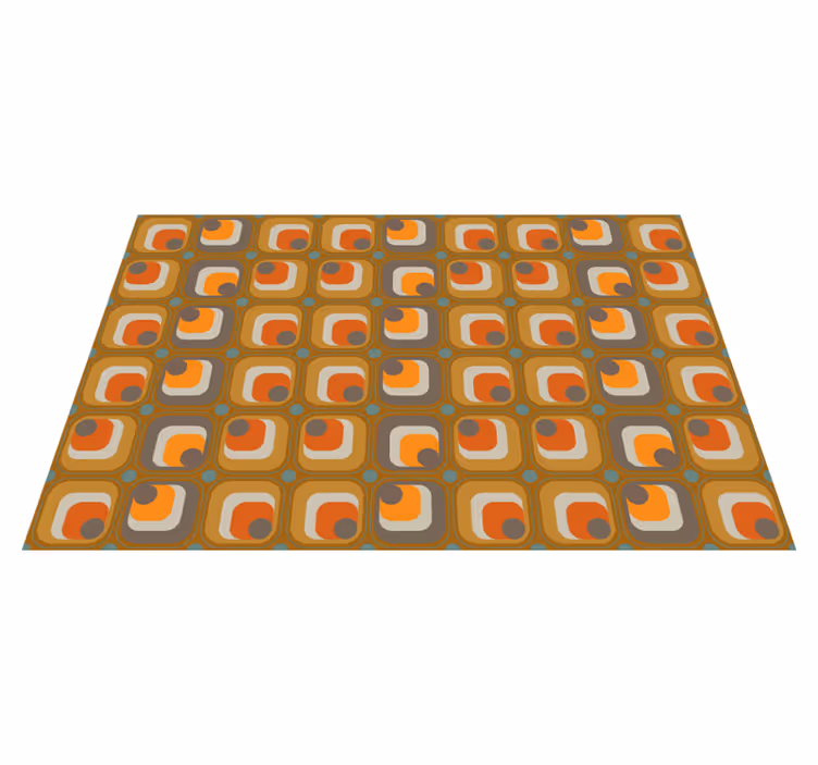 Vintage vinyl rug with 70s retro square design - TenStickers