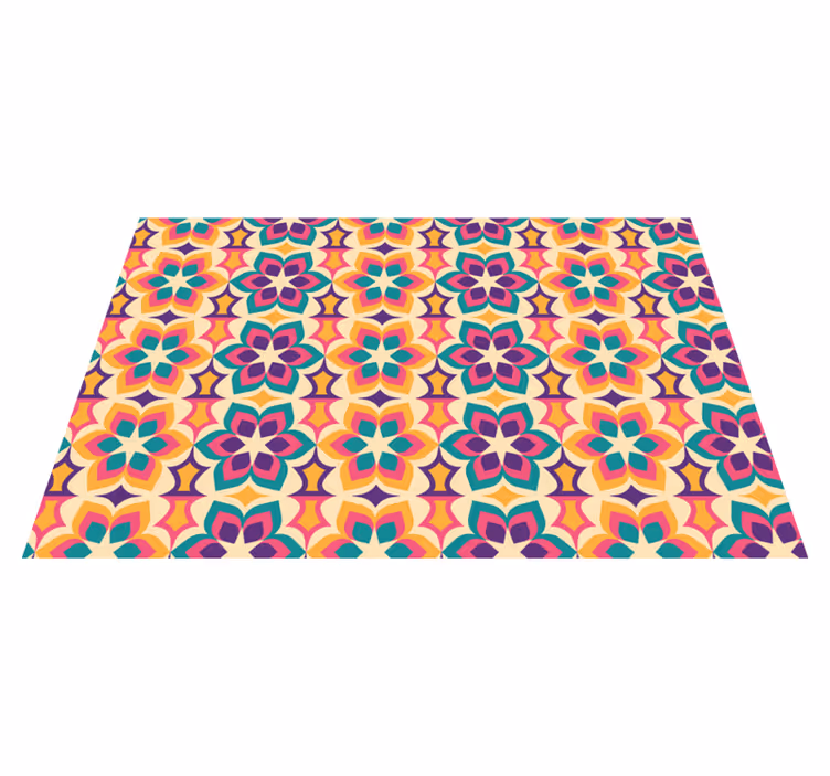 Vintage vinyl rug 70s floral design - TenStickers