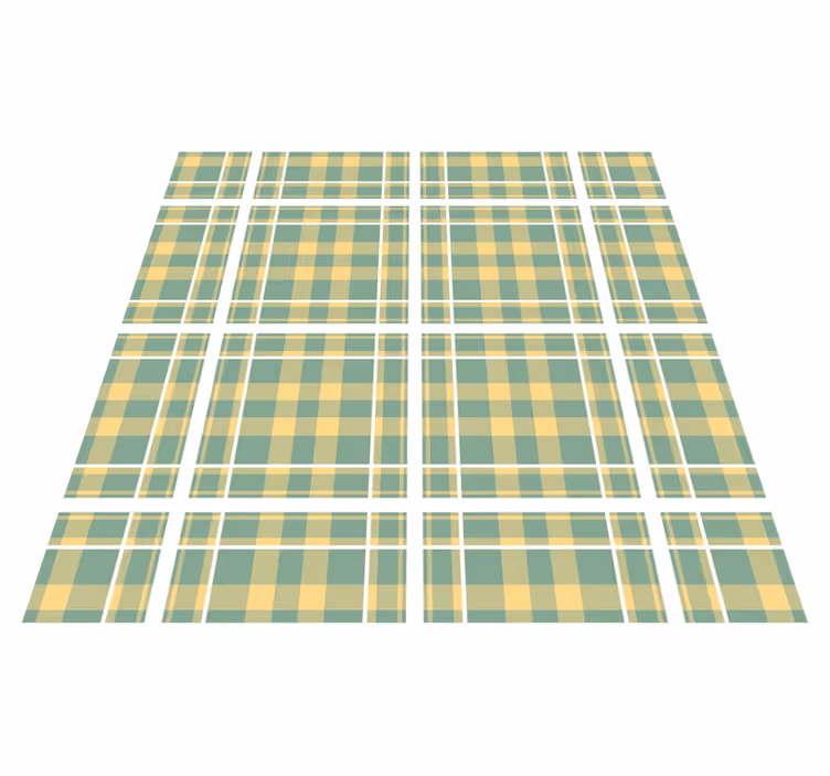 Vintage vinyl rug in yellow green and white gingham - TenStickers
