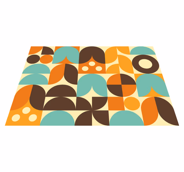 Vintage vinyl rug with geometric 70s abstract forms - TenStickers