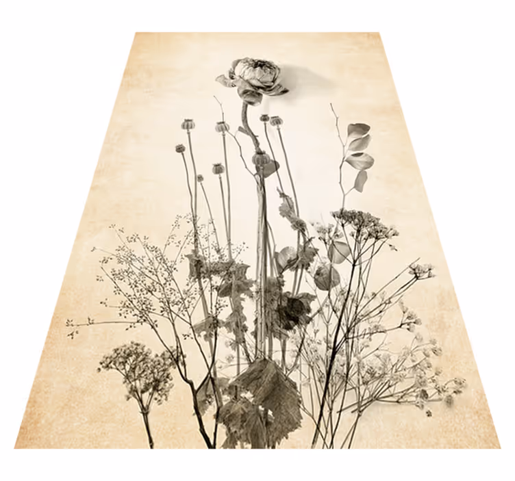 Floral vinyl rug bouquet of flowers on beige background - TenStickers