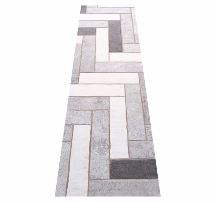 Textured vinyl rug in cool gray-brown herringbone - TenStickers