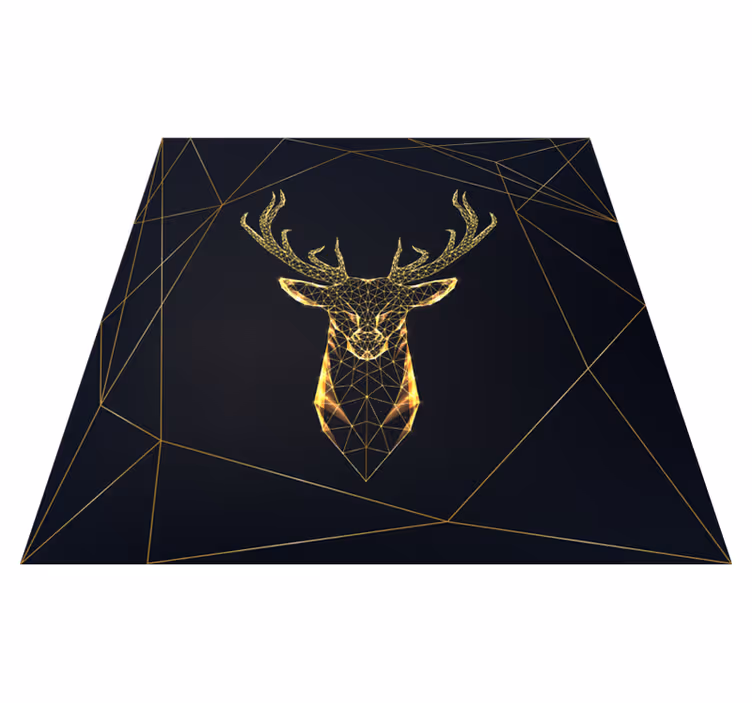 Geometric vinyl rug stag design with gold - TenStickers