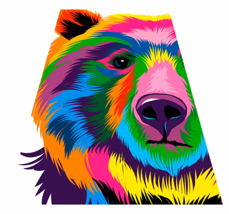 Geometric vinyl rug colorful bear - TenStickers