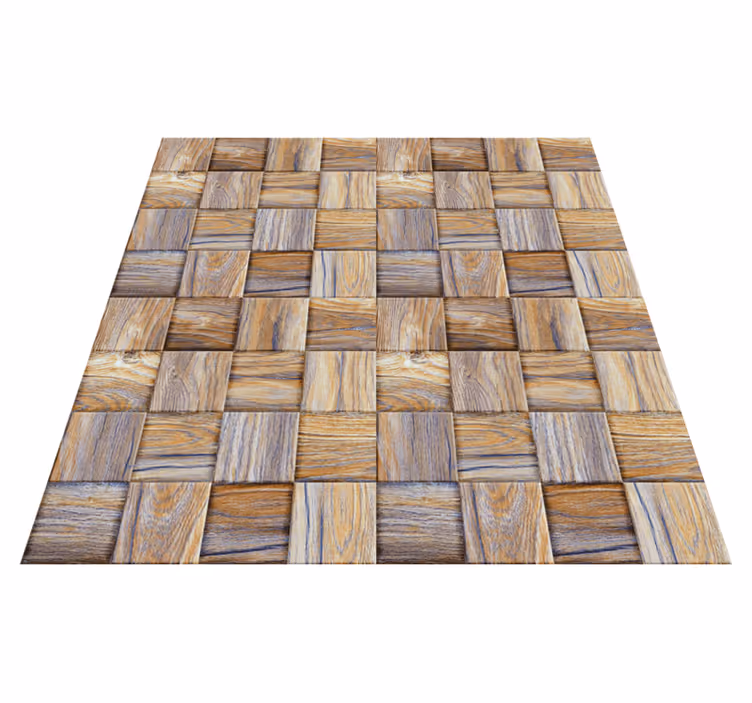 Geometric vinyl rug 80's wood effect mosaic - TenStickers