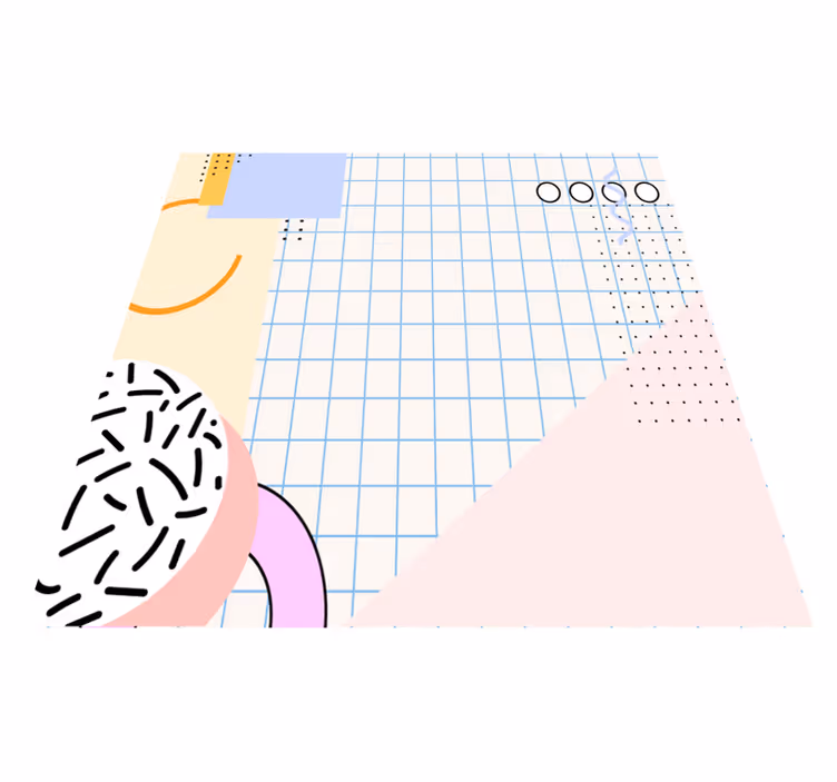Geometric vinyl rug in vibrant 80s abstract squares - TenStickers