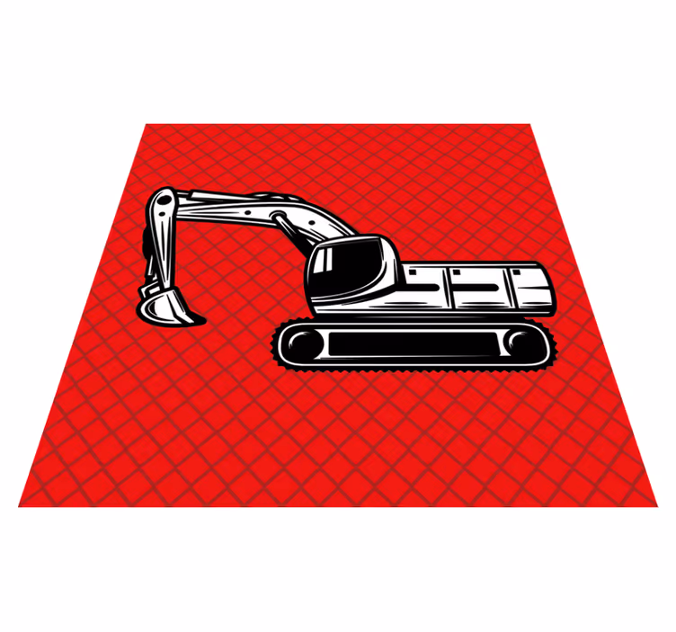 Kids vinyl rug in monocolor big excavator design - TenStickers