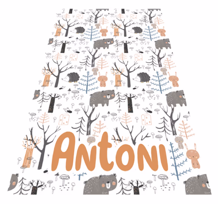 Kids vinyl rug scandinavian forest with animals - TenStickers