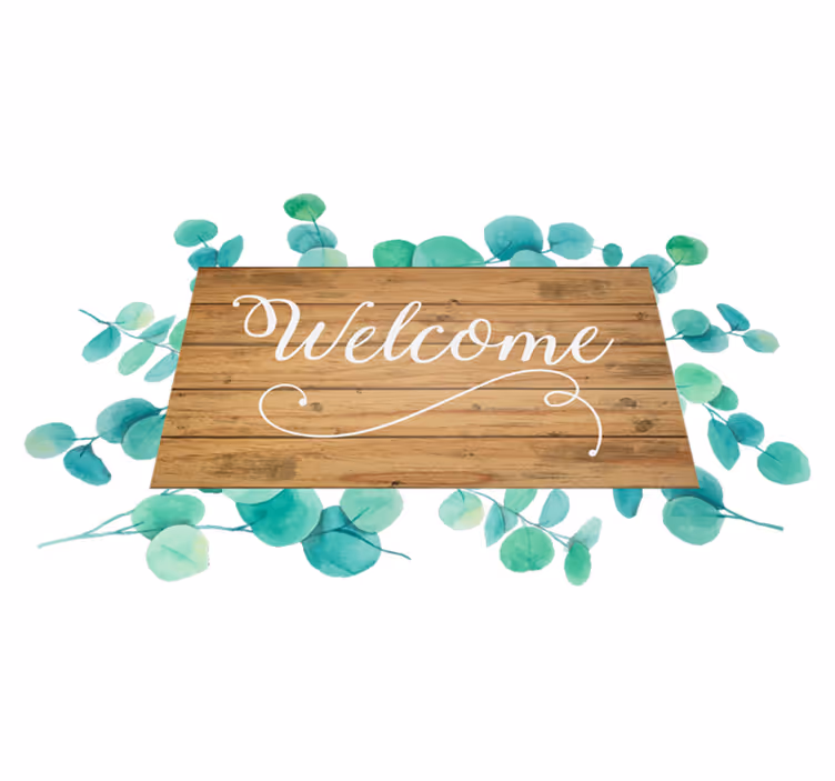 Entrance hall vinyl rug eucalyptus text welcome - TenStickers