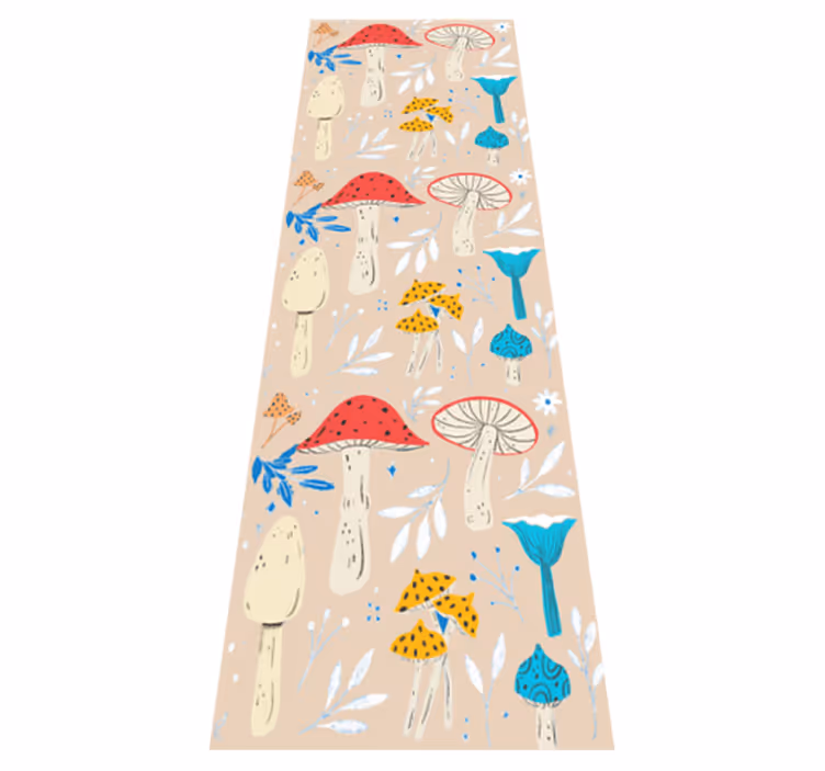 Living room vinyl rug with classic mushrooms beige - TenStickers