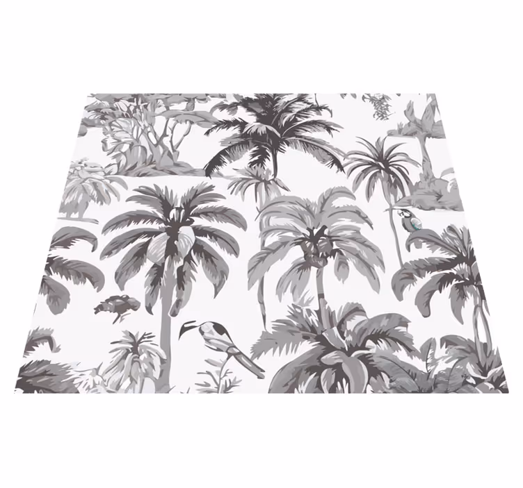 Grey vinyl rug with palm trees design - TenStickers