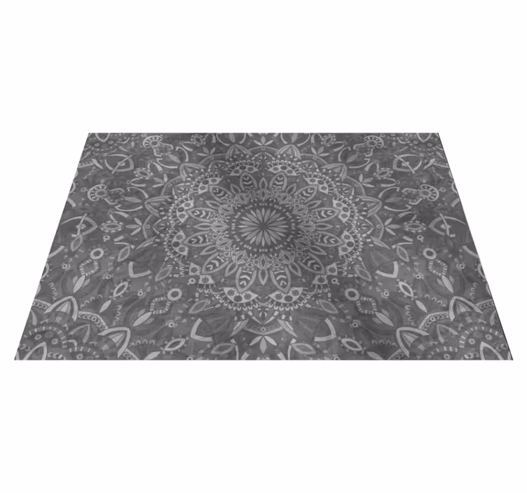 Grey vinyl rug with detailed mandala design - TenStickers
