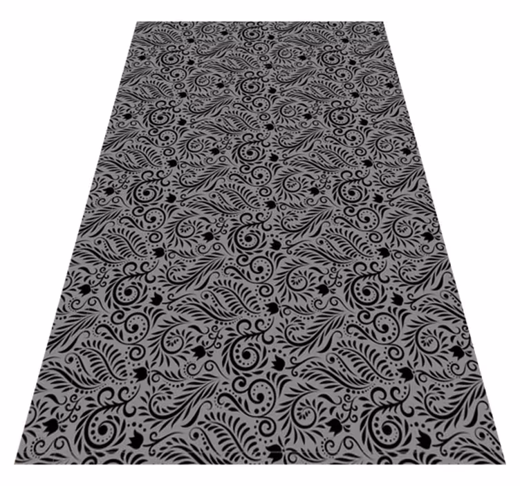 Grey vinyl rug with decorative swirl patterns - TenStickers