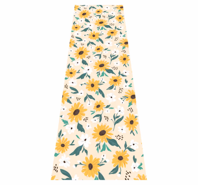 Sunflower beige background hall vinyl rug - TenStickers