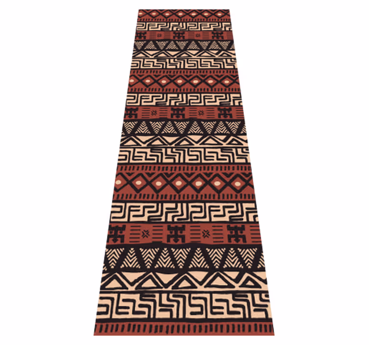 Hall vinyl rug tribal pattern in dark red - TenStickers